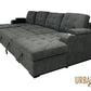 Lancaster U-Shaped Sleeper Sectional Sofa Bed with Storage Chaises in Belfast Charcoal