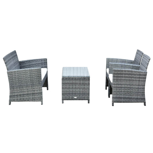Aosom Conversation Set 4 Piece Outdoor Patio Wicker Rattan Garden Lawn Chair with Table Conversation Set - Available in 2 Colours