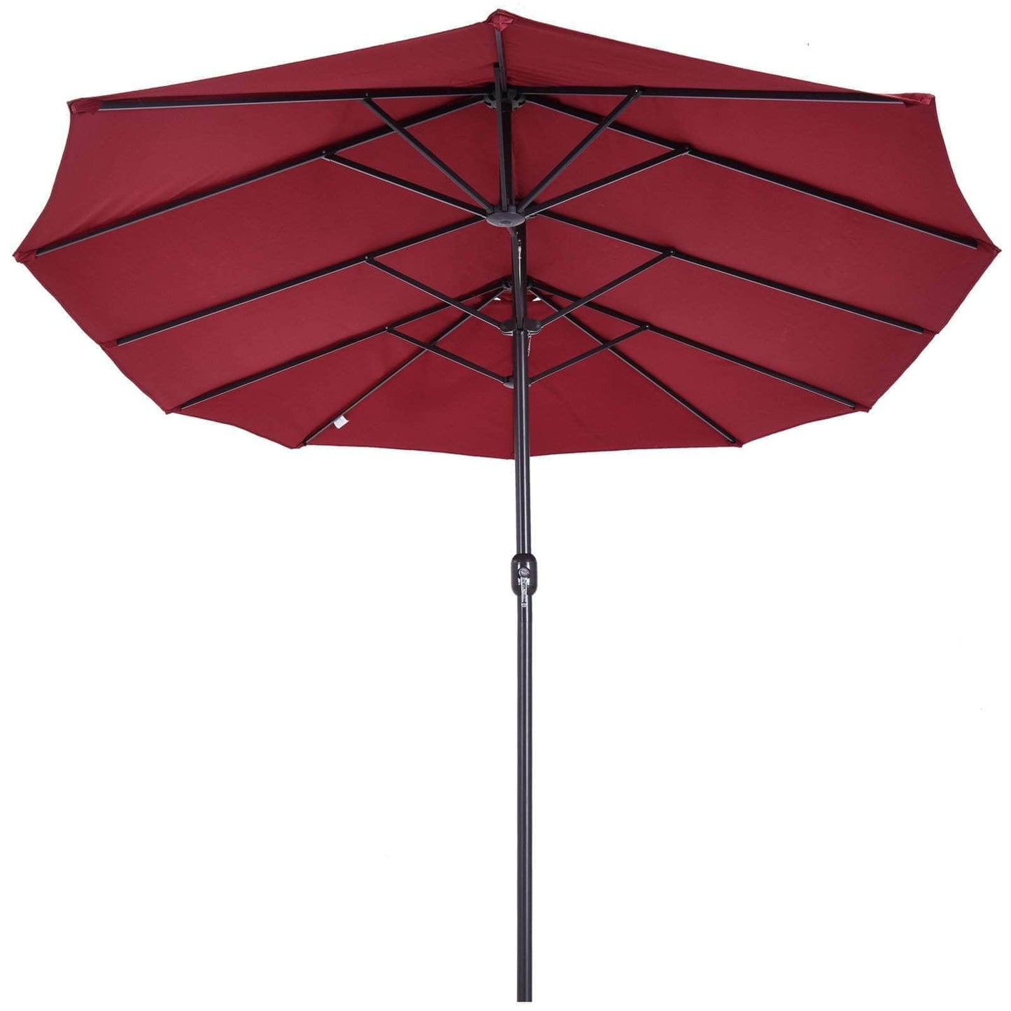Aosom Umbrella 15ft Outdoor Patio Umbrella with Twin Canopy Sunshade and Lift Crank - Available in 4 Colours