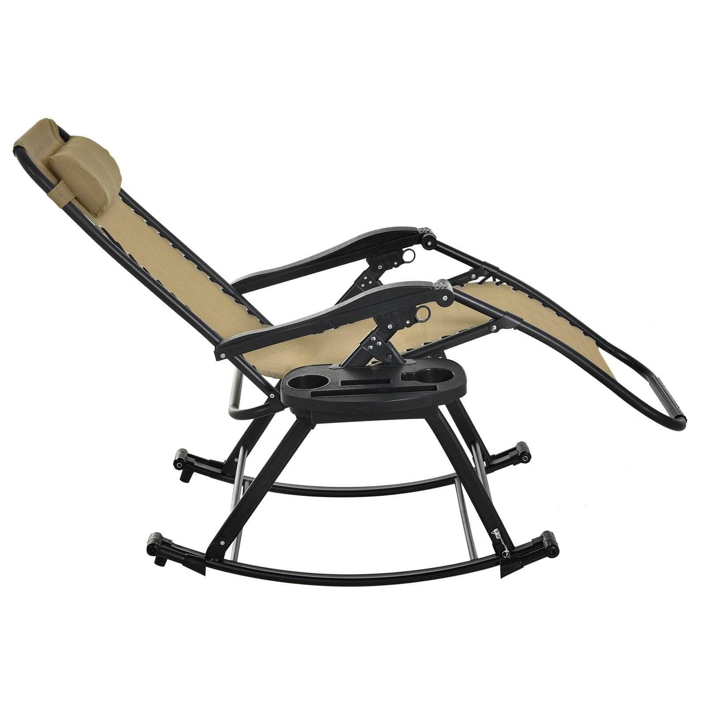 Pending - Aosom Lounge Chair 2 in 1 Adjustable Zero Gravity Reclining Lounge Chair Garden Recliner and Rocker Foldable Sun Lounger Napping Seat w/ Headrest & Tray - Available in 3 Colours