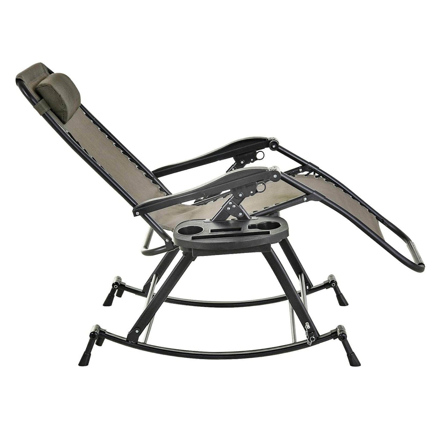 Pending - Aosom Lounge Chair 2 in 1 Adjustable Zero Gravity Reclining Lounge Chair Garden Recliner and Rocker Foldable Sun Lounger Napping Seat w/ Headrest & Tray - Available in 3 Colours