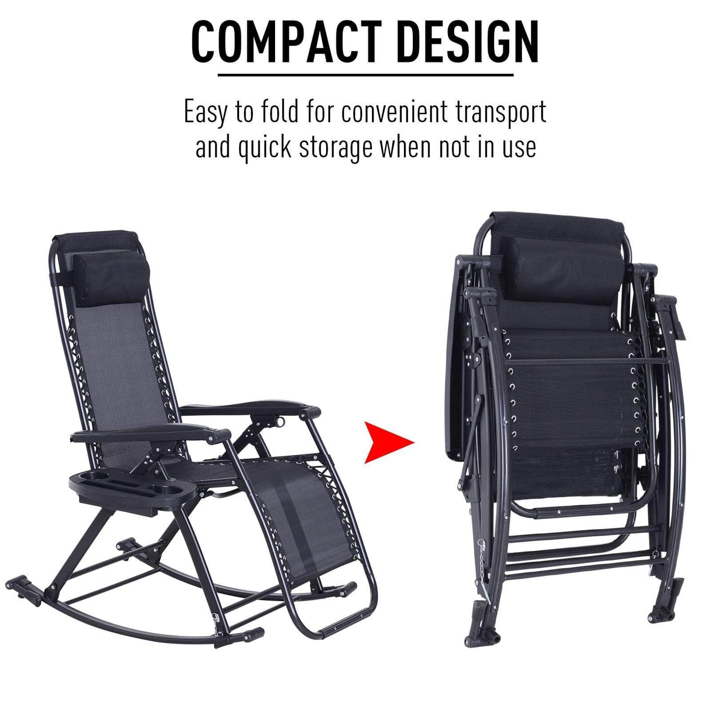 Pending - Aosom Lounge Chair 2 in 1 Adjustable Zero Gravity Reclining Lounge Chair Garden Recliner and Rocker Foldable Sun Lounger Napping Seat w/ Headrest & Tray - Available in 3 Colours