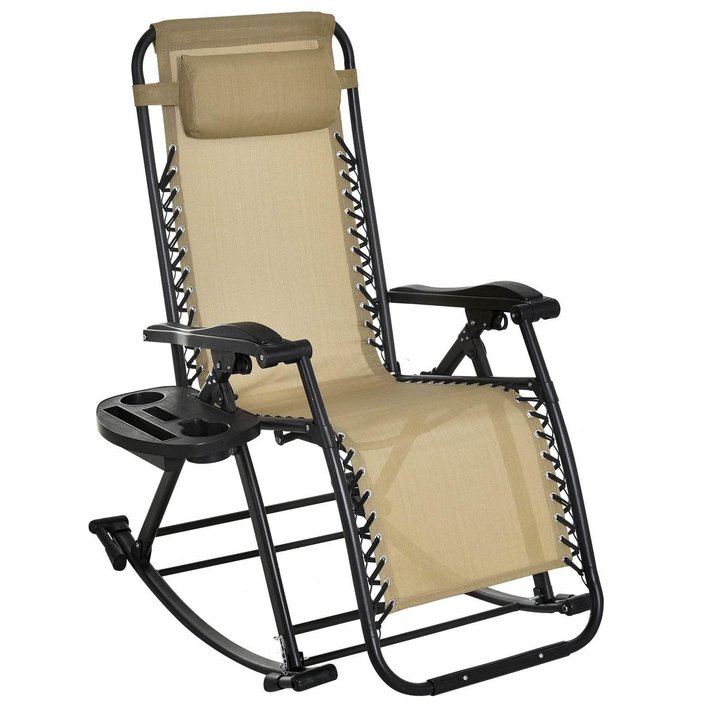 Pending - Aosom Lounge Chair Cream White 2 in 1 Adjustable Zero Gravity Reclining Lounge Chair Garden Recliner and Rocker Foldable Sun Lounger Napping Seat w/ Headrest & Tray - Available in 3 Colours