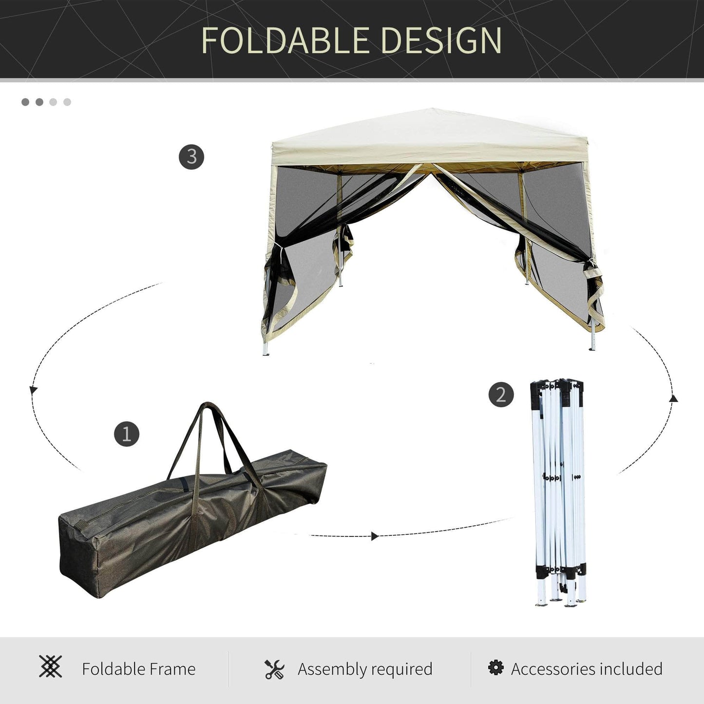 Pending - Aosom Tent Easy Pop Up Canopy Tent with Mesh Side Walls, 10-Feet x 10-Feet - Tan