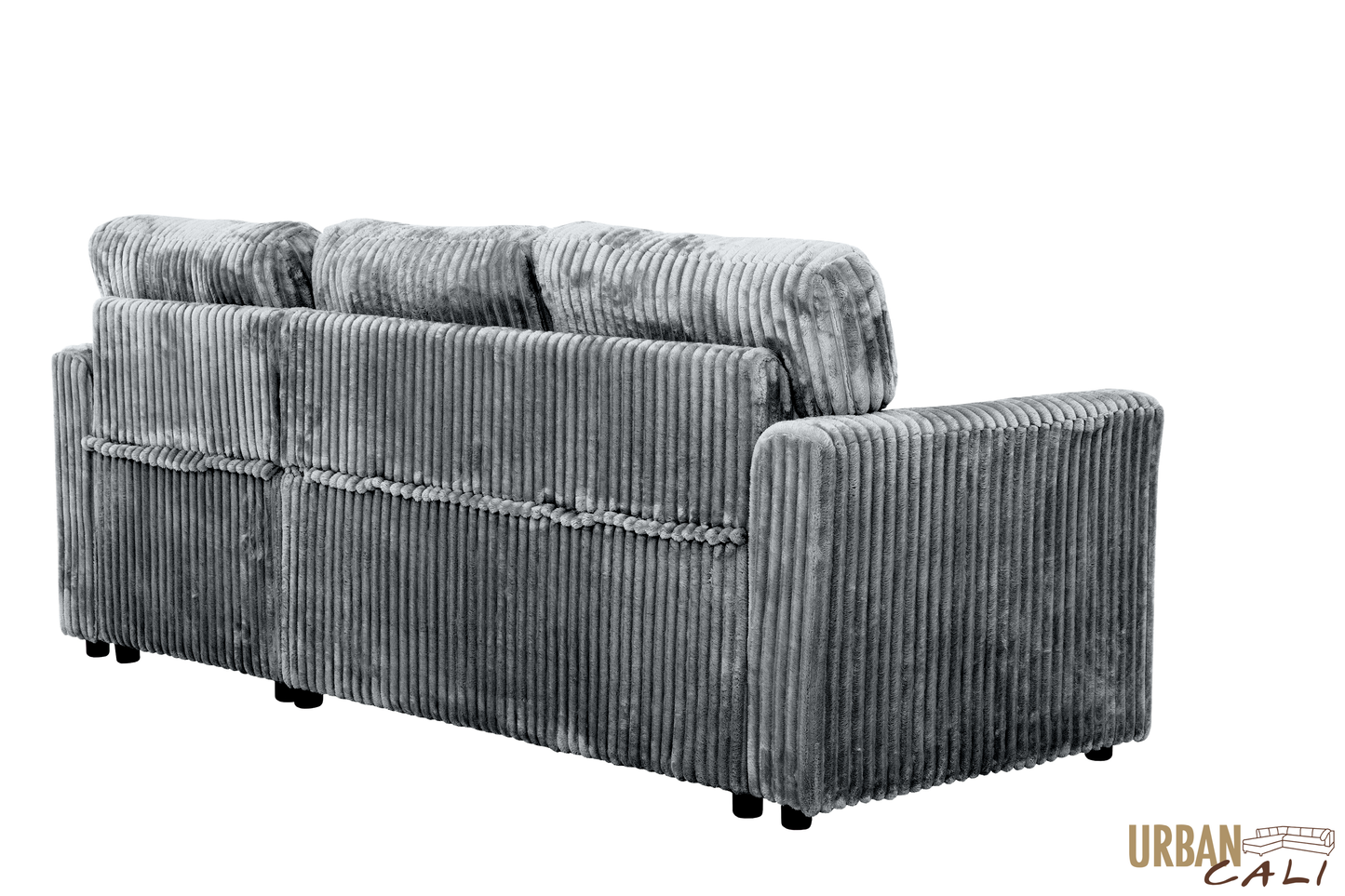 Calabasas Minky Corduroy Reversible Sleeper Sectional Sofa Bed with Storage Chaise – Available in 2 Colours
