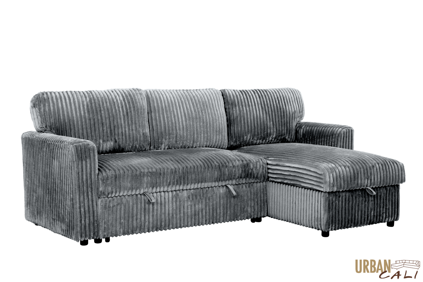 Calabasas Minky Corduroy Reversible Sleeper Sectional Sofa Bed with Storage Chaise – Available in 2 Colours