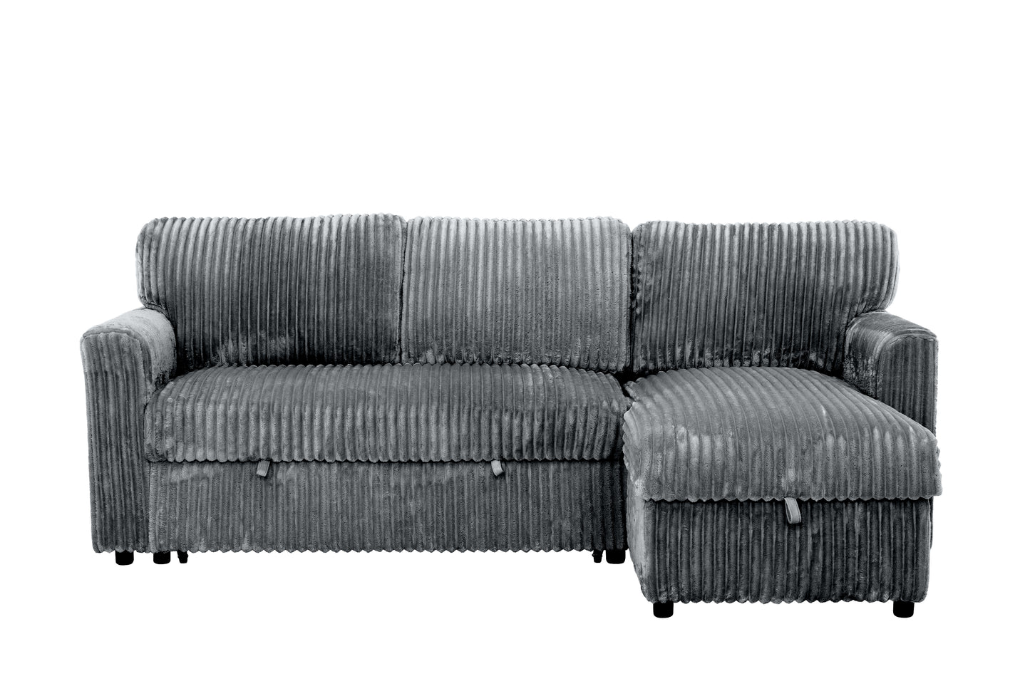 Calabasas Minky Corduroy Reversible Sleeper Sectional Sofa Bed with Storage Chaise – Available in 2 Colours