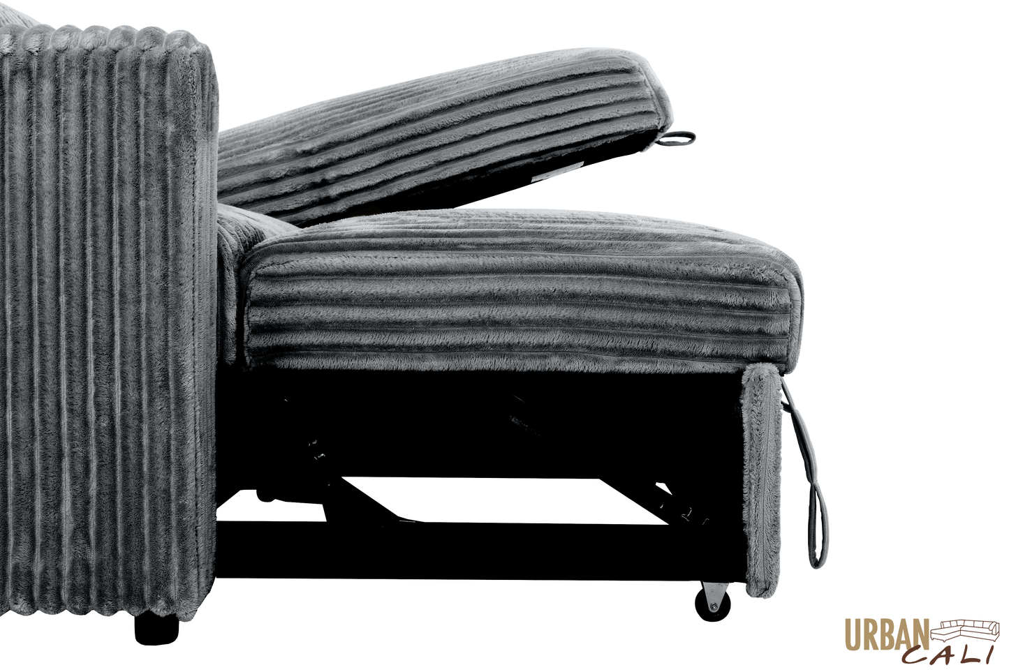 Calabasas Minky Corduroy Reversible Sleeper Sectional Sofa Bed with Storage Chaise – Available in 2 Colours