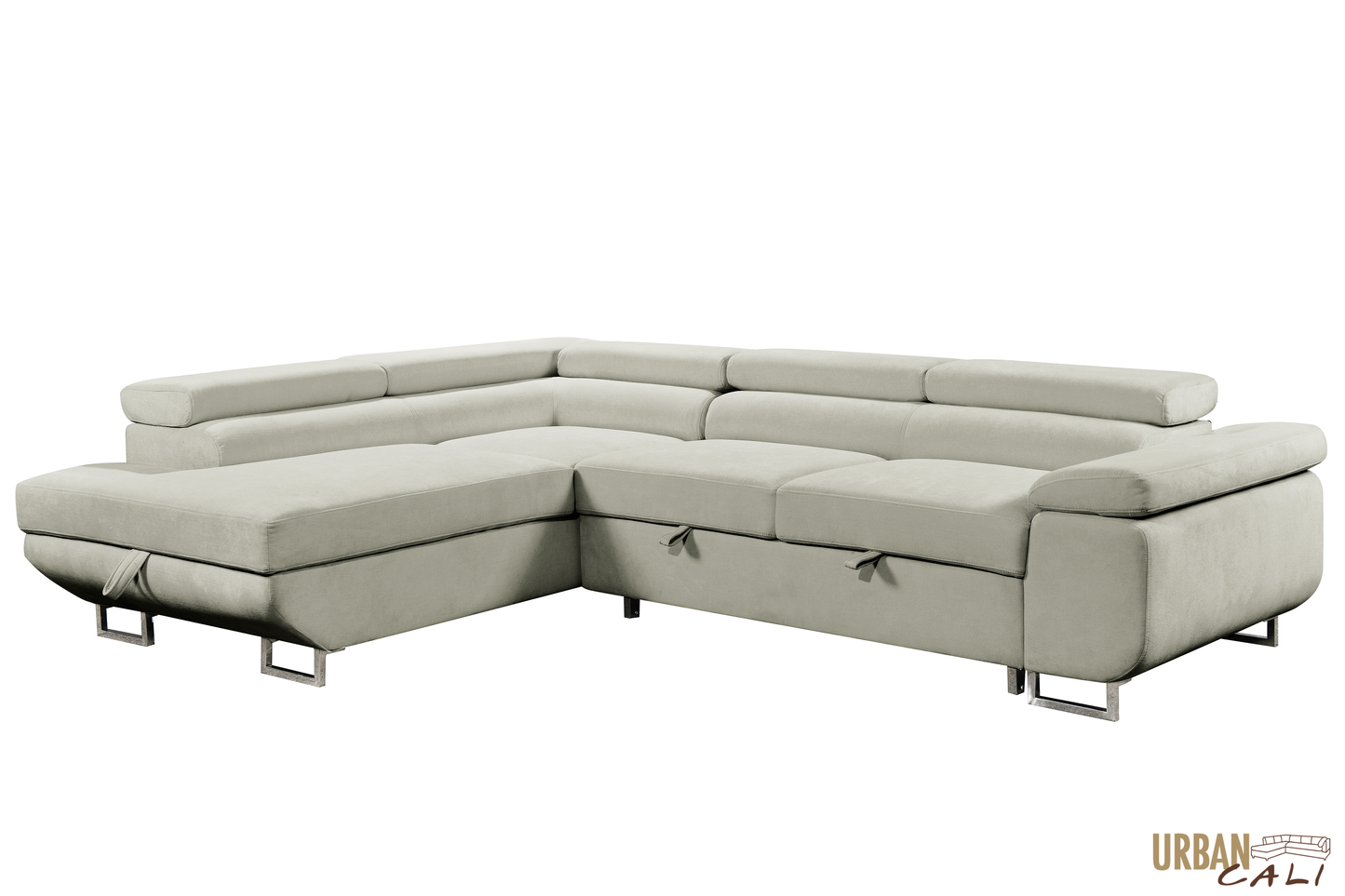 Hollywood Sleeper Sectional Sofa Bed with Adjustable Headrests and Storage Chaise - Available in 3 Colours