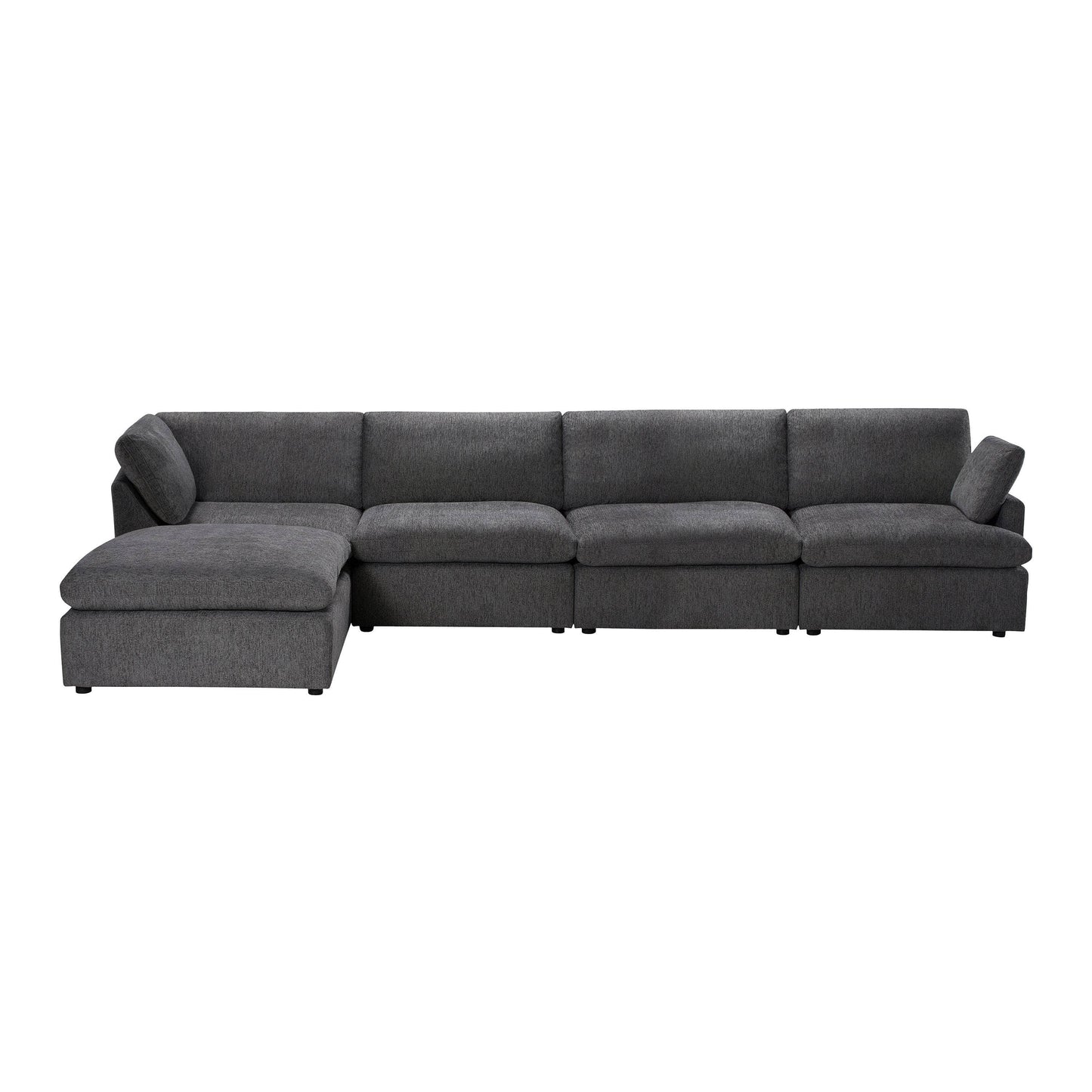 Long Beach Modular L-Shaped Sectional Sofa with Ottoman in Axel Beige - Available in 3 Colours
