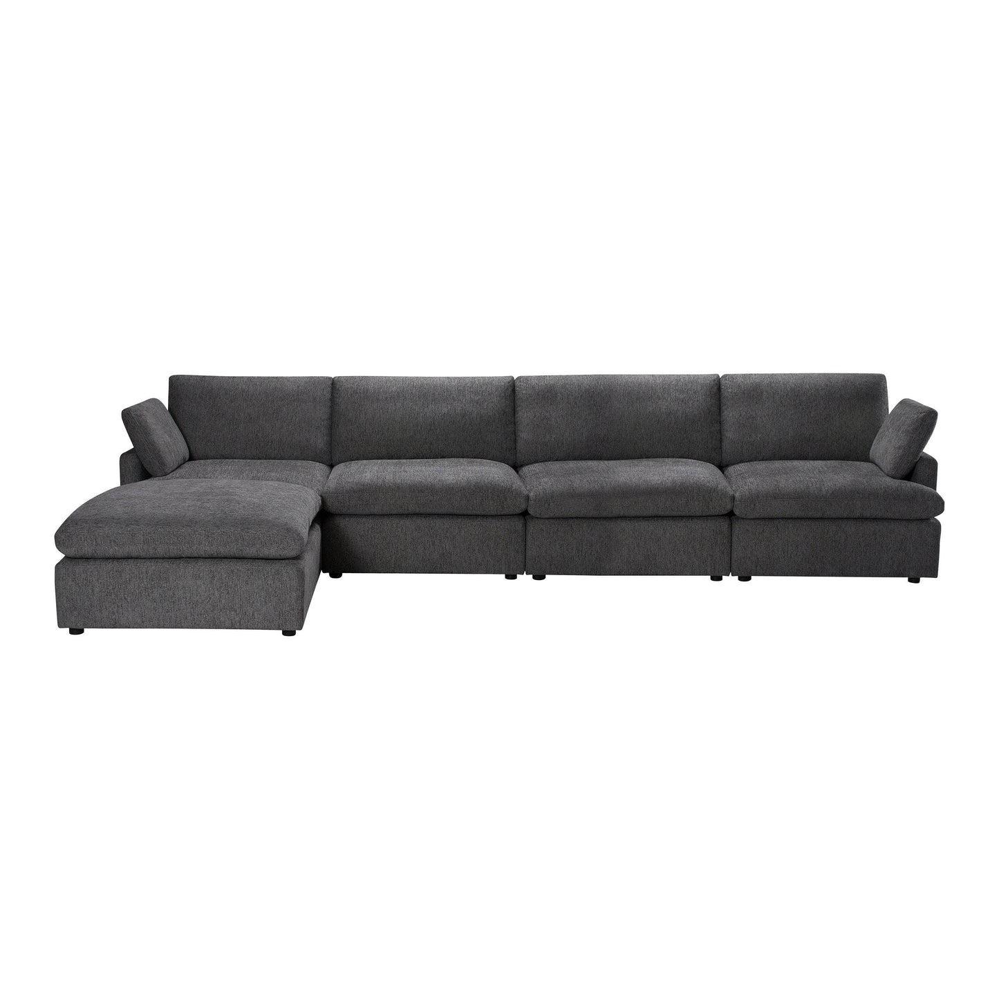 Long Beach Large Modular Sectional Sofa with Ottoman in Axel Beige - Available in 3 Colours
