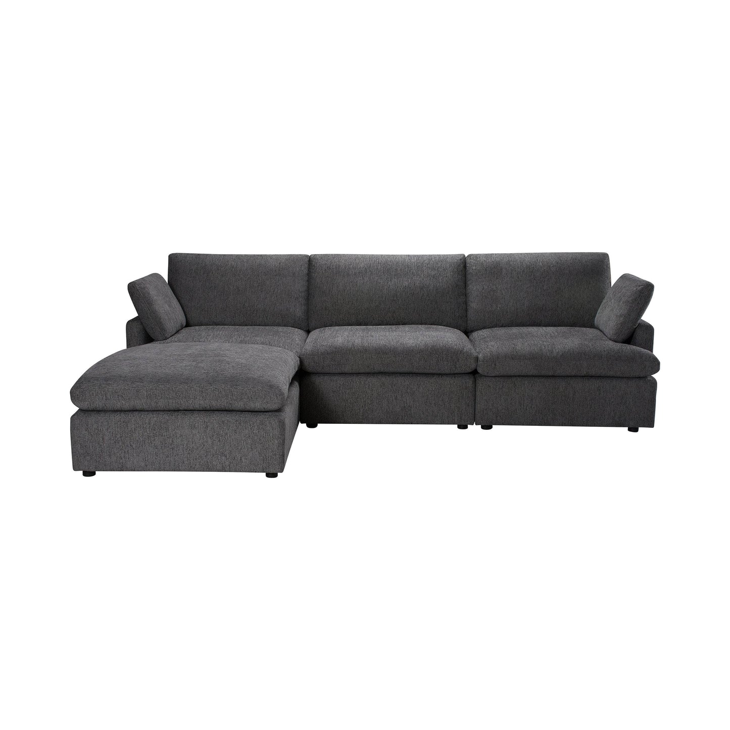Long Beach Medium Modular Sectional Sofa with Ottoman in Axel Beige - Available in 3 Colours
