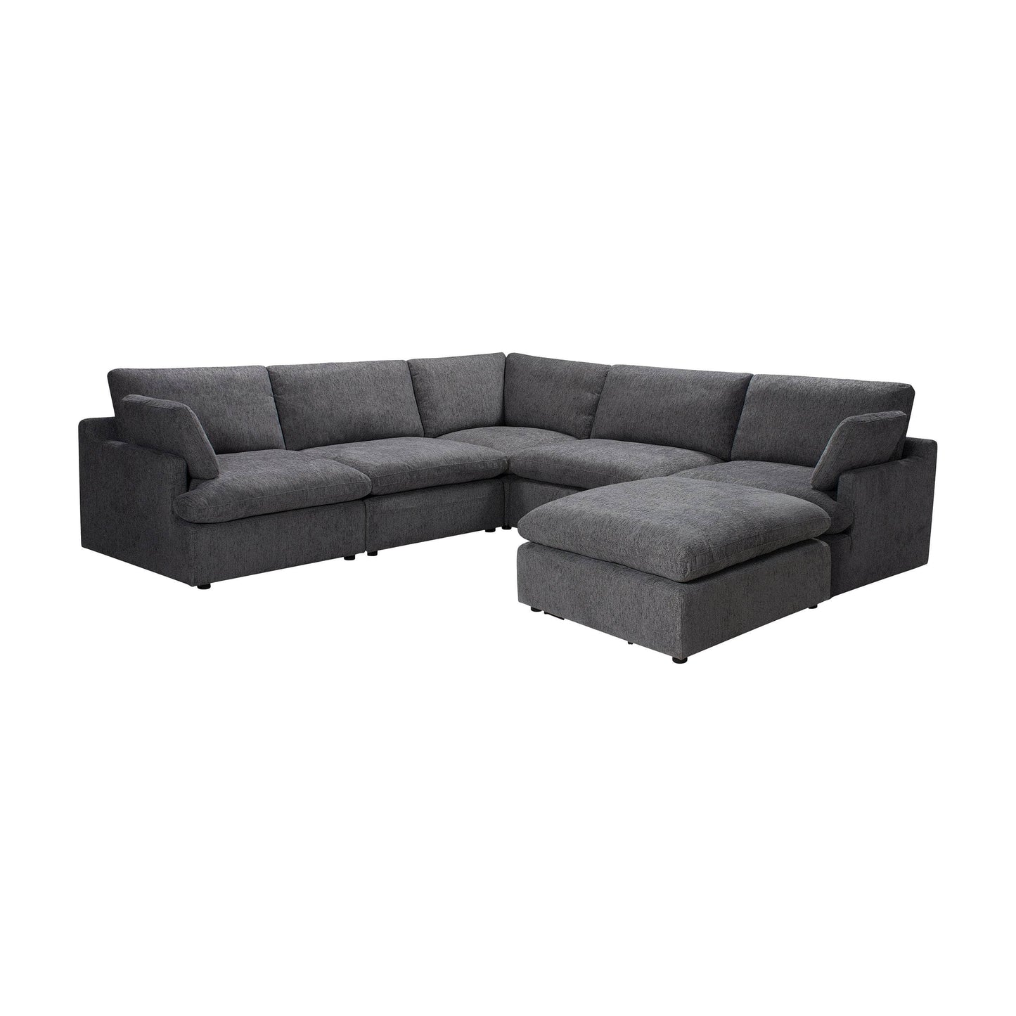 Long Beach Modular Corner Sectional Sofa with Ottoman in Axel Beige - Available in 3 Colours