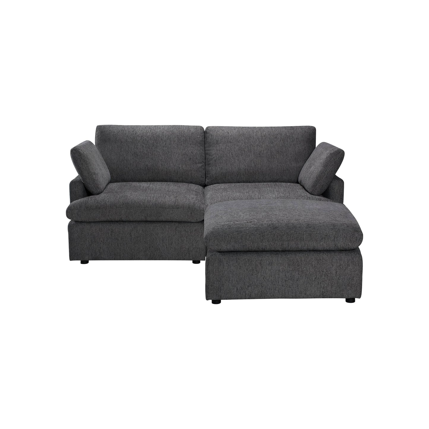 Long Beach Small Modular Sectional Sofa with Ottoman in Axel Beige - Available in 3 Colours