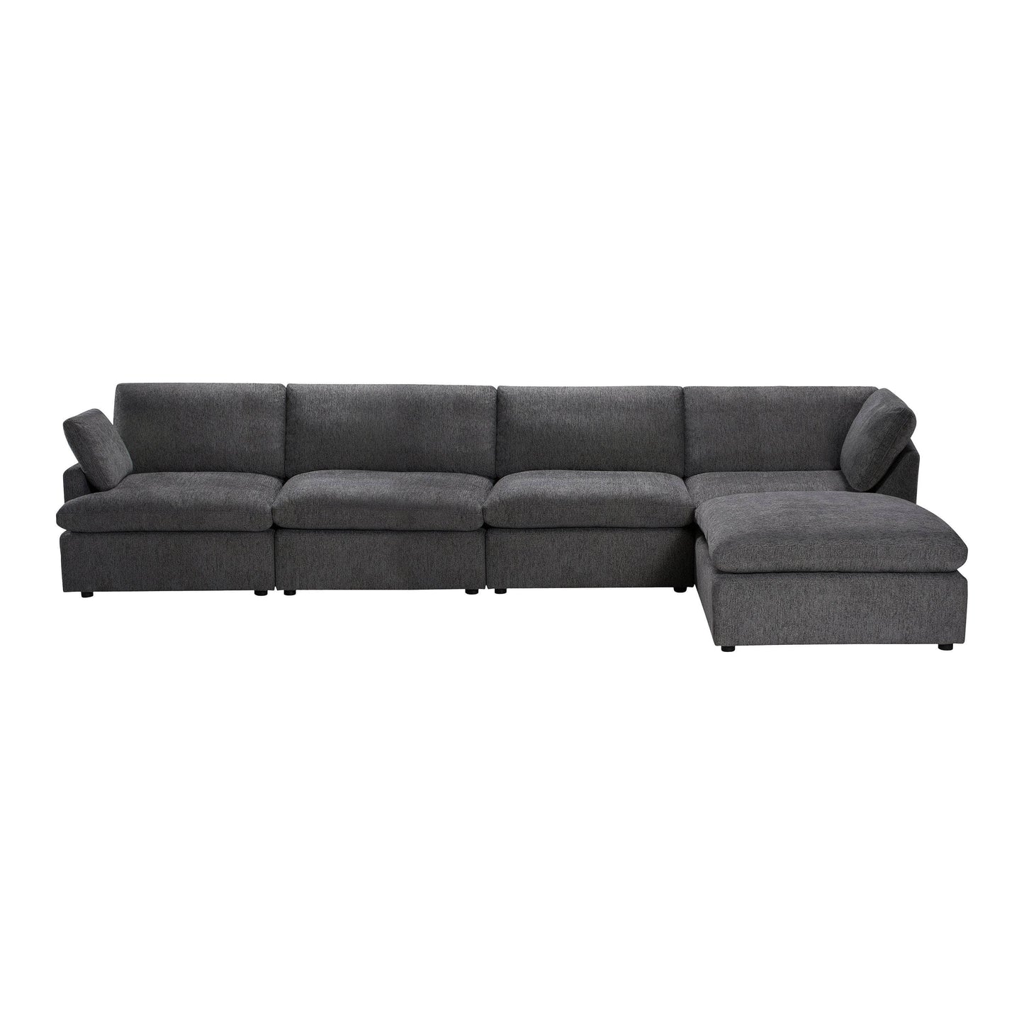 Long Beach Modular L-Shaped Sectional Sofa with Ottoman in Axel Beige - Available in 3 Colours
