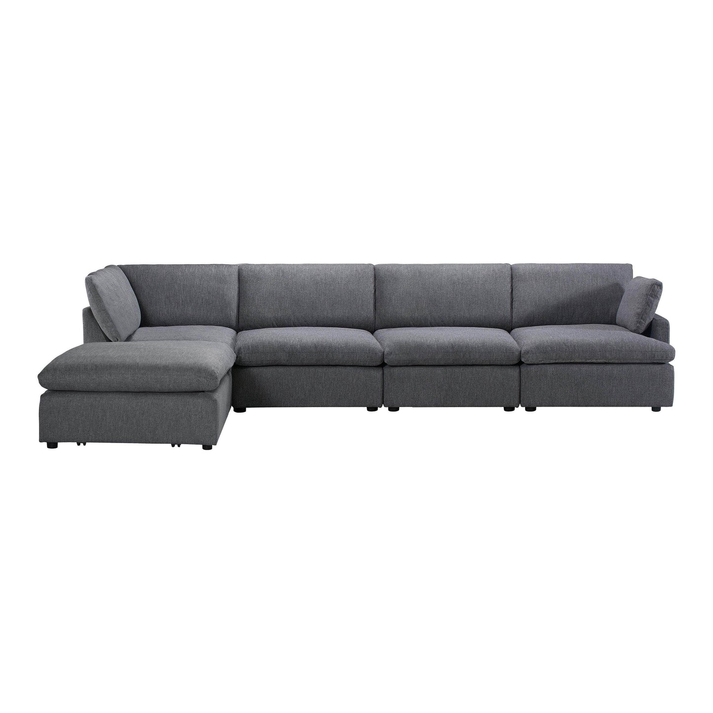 Long Beach Modular L-Shaped Sectional Sofa with Ottoman in Axel Beige - Available in 3 Colours