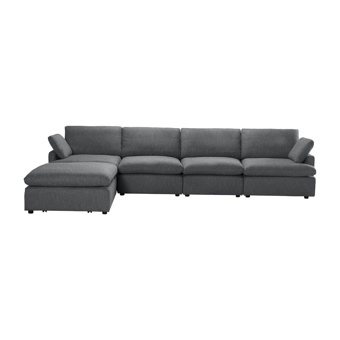 Long Beach Large Modular Sectional Sofa with Ottoman in Axel Beige - Available in 3 Colours