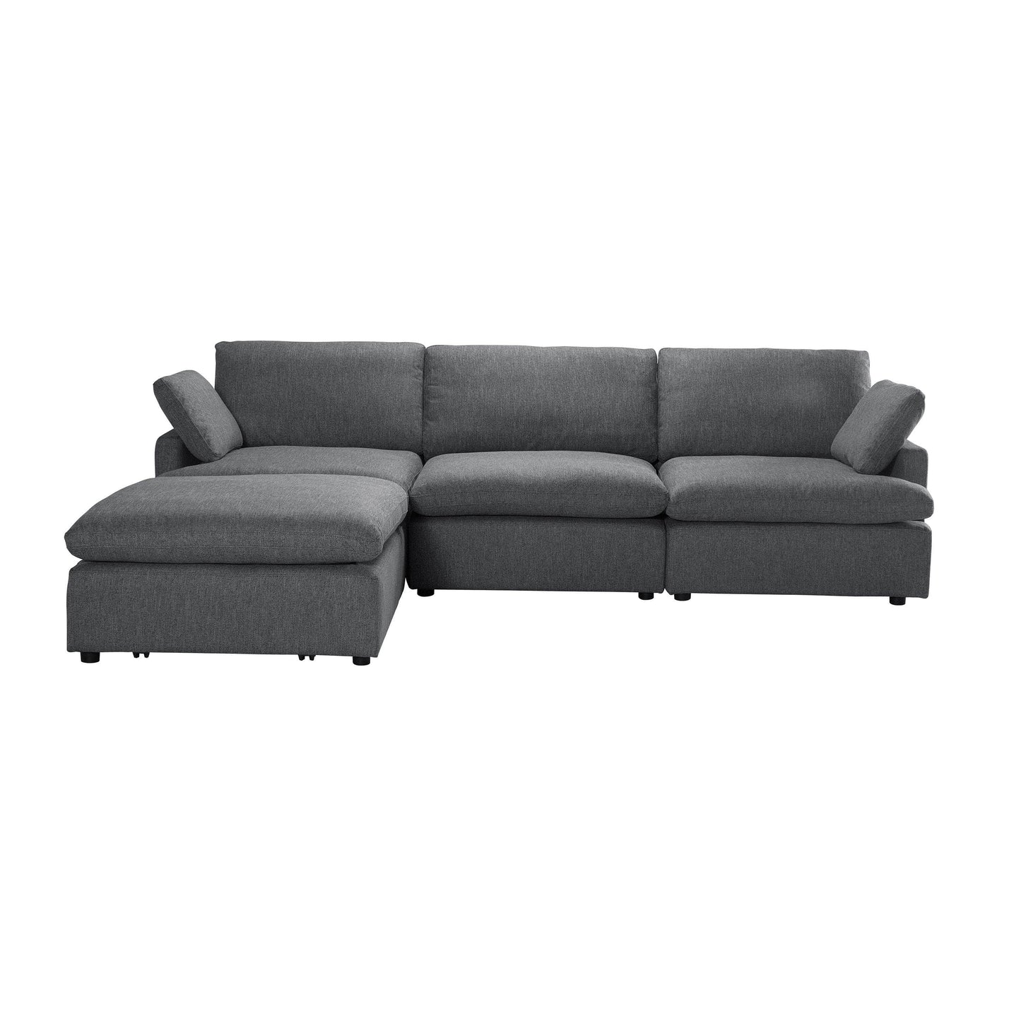 Long Beach Medium Modular Sectional Sofa with Ottoman in Axel Beige - Available in 3 Colours