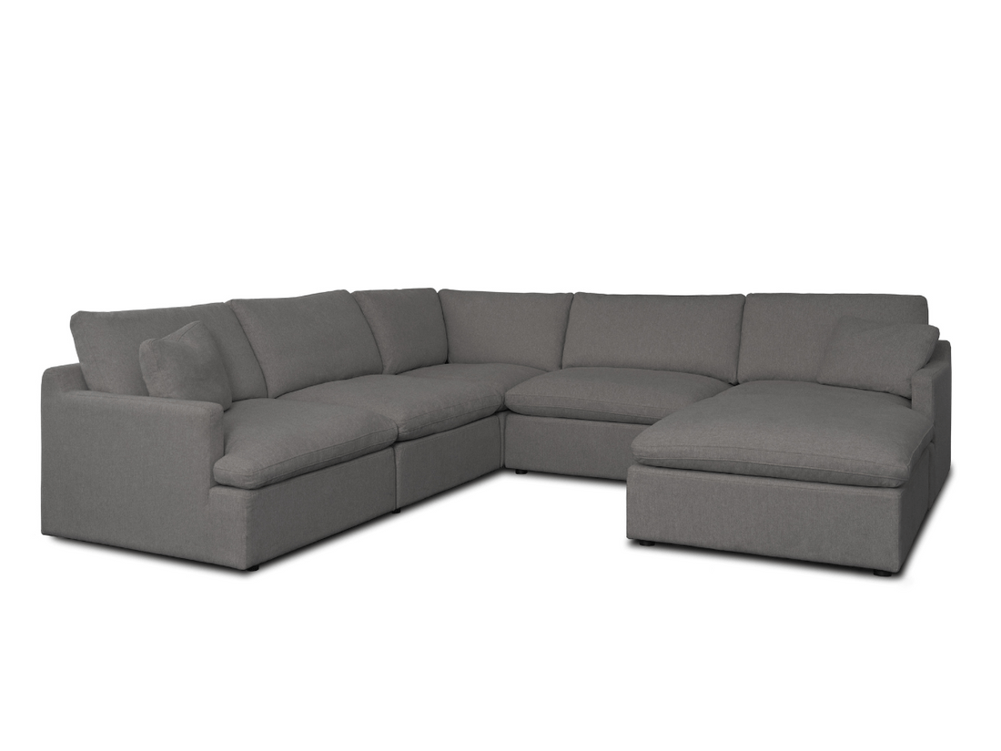 Long Beach Modular Corner Sectional Sofa with Ottoman in Axel Beige - Available in 3 Colours