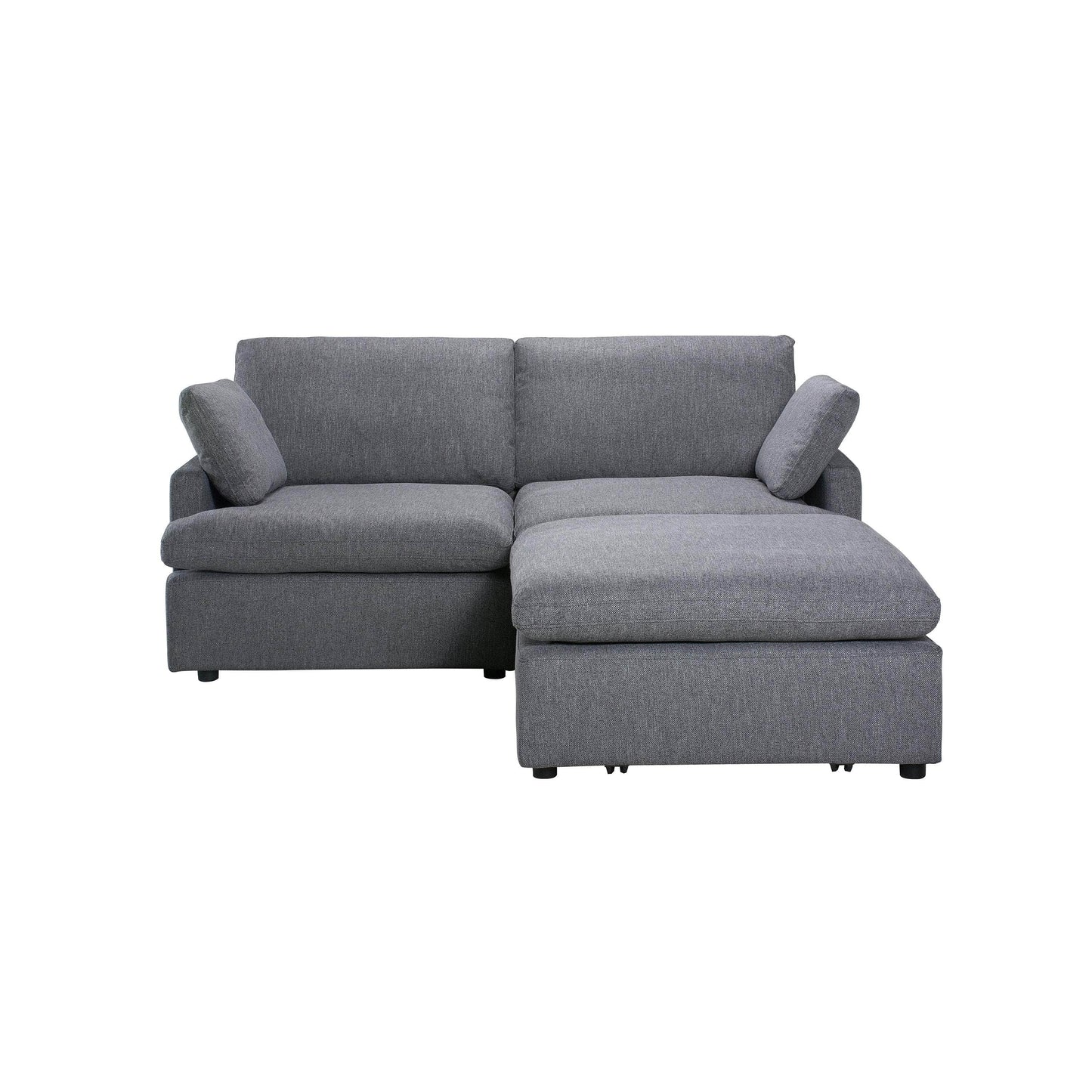 Long Beach Small Modular Sectional Sofa with Ottoman in Axel Beige - Available in 3 Colours
