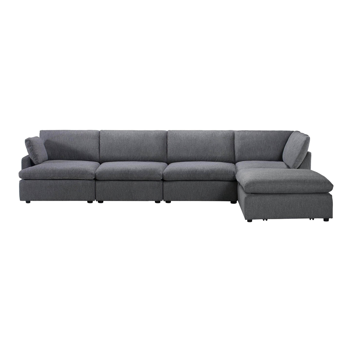 Long Beach Modular L-Shaped Sectional Sofa with Ottoman in Axel Beige - Available in 3 Colours