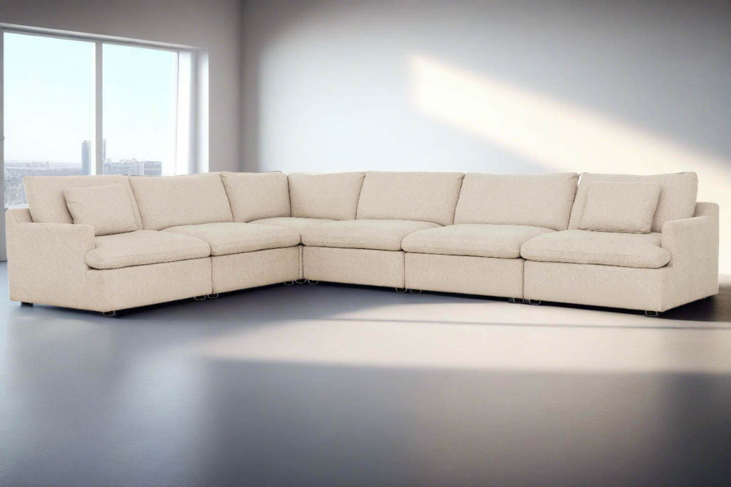 Long Beach Large Modular L-Shaped Sectional Sofa in Axel Beige - Available in 3 Colours