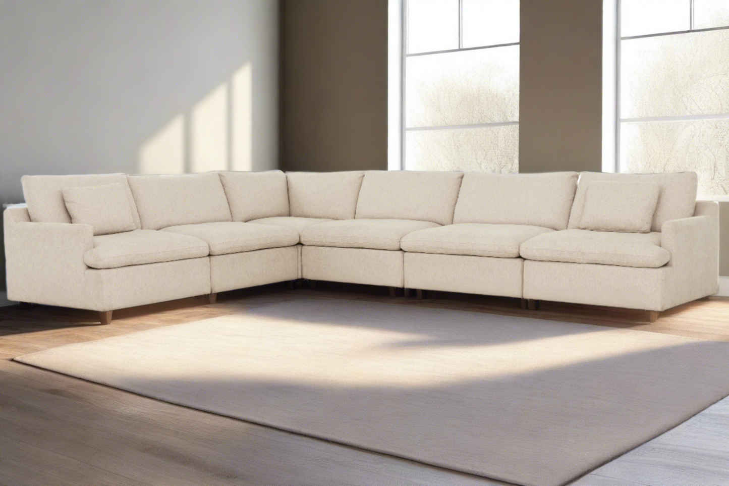Long Beach Large Modular L-Shaped Sectional Sofa in Axel Beige - Available in 3 Colours
