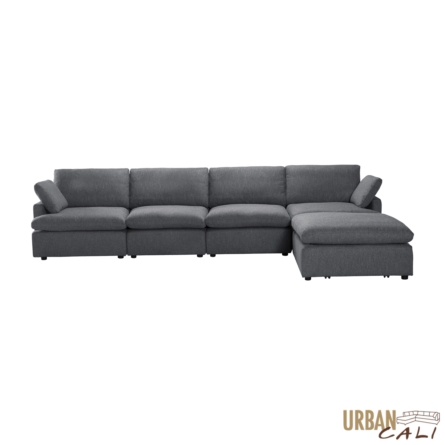 Long Beach Large Modular Sectional Sofa with Ottoman in Axel Beige - Available in 3 Colours