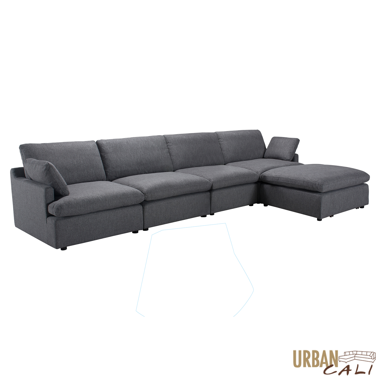 Long Beach Large Modular Sectional Sofa with Ottoman in Axel Beige - Available in 3 Colours
