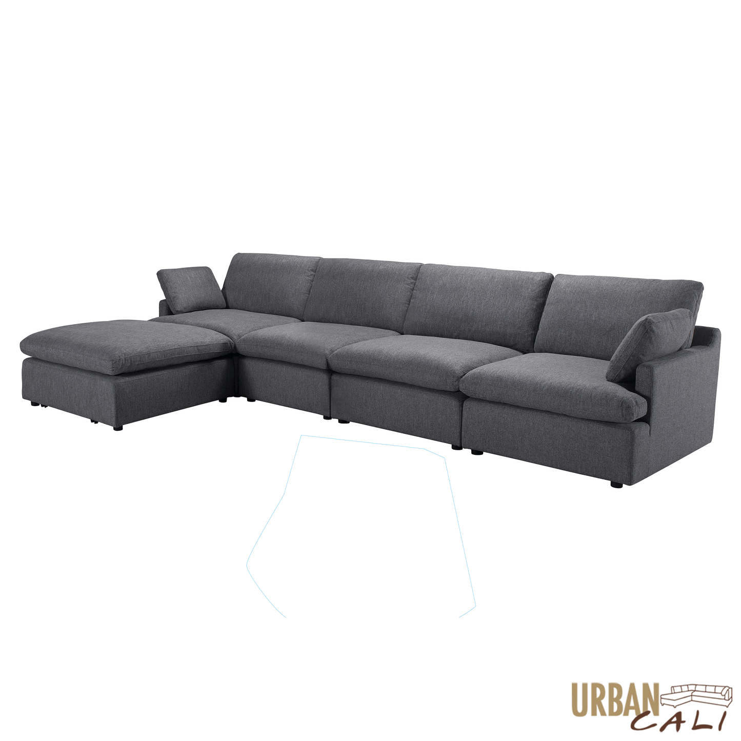 Long Beach Large Modular Sectional Sofa with Ottoman in Axel Beige - Available in 3 Colours