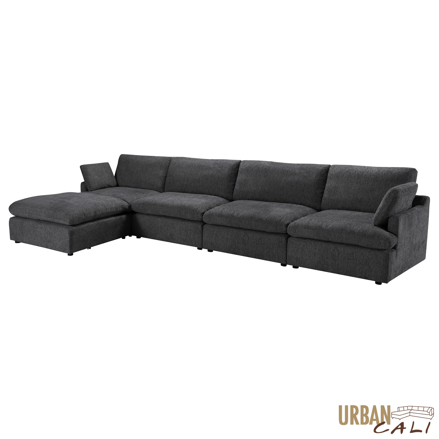Long Beach Large Modular Sectional Sofa with Ottoman in Axel Beige - Available in 3 Colours