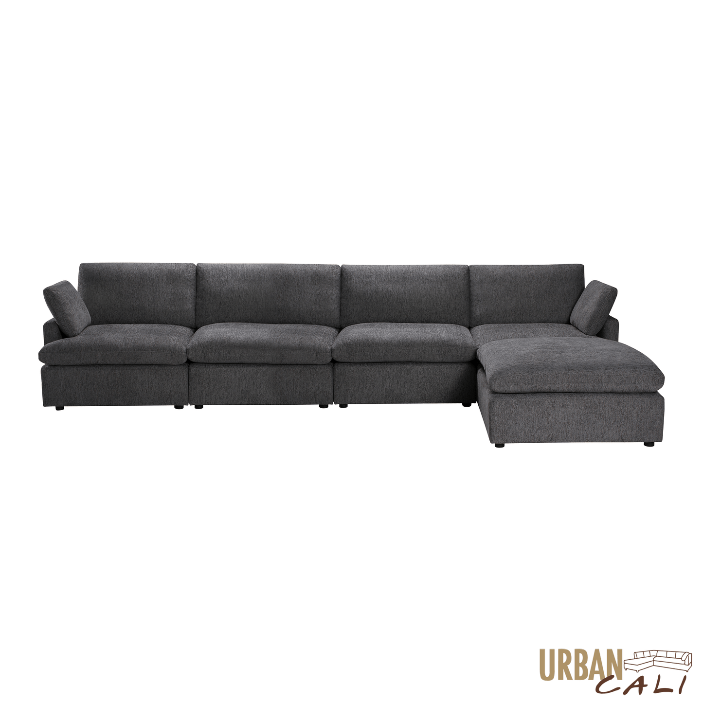 Long Beach Large Modular Sectional Sofa with Ottoman in Axel Beige - Available in 3 Colours