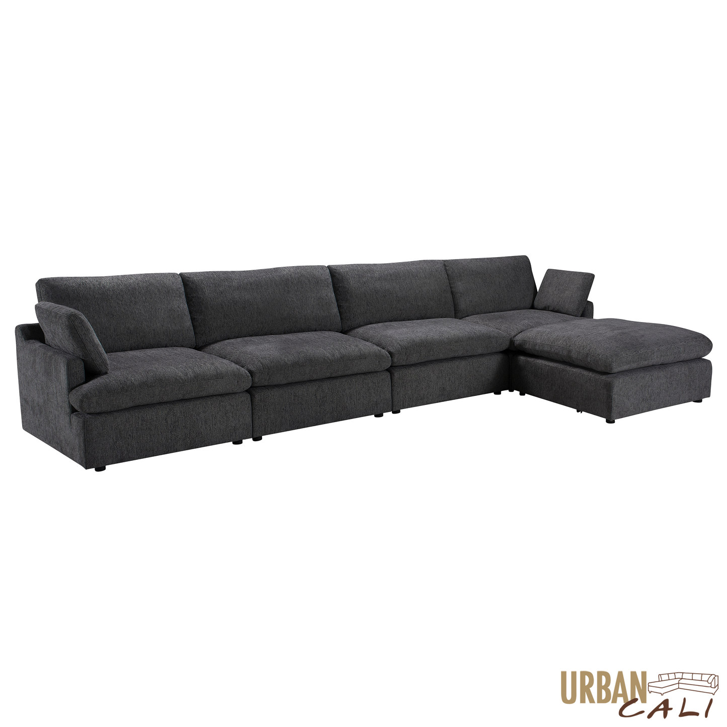 Long Beach Large Modular Sectional Sofa with Ottoman in Axel Beige - Available in 3 Colours