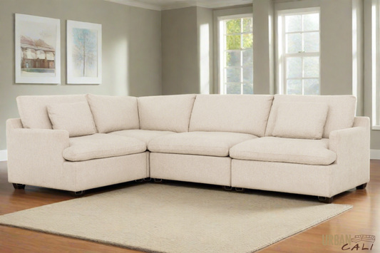 Long Beach Medium Modular L-Shaped Sectional Sofa in Axel Beige - Available in 3 Colours