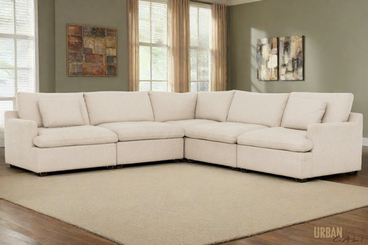 Long Beach Modular Corner Sectional Sofa in Axel Beige - Available in 3 Colours