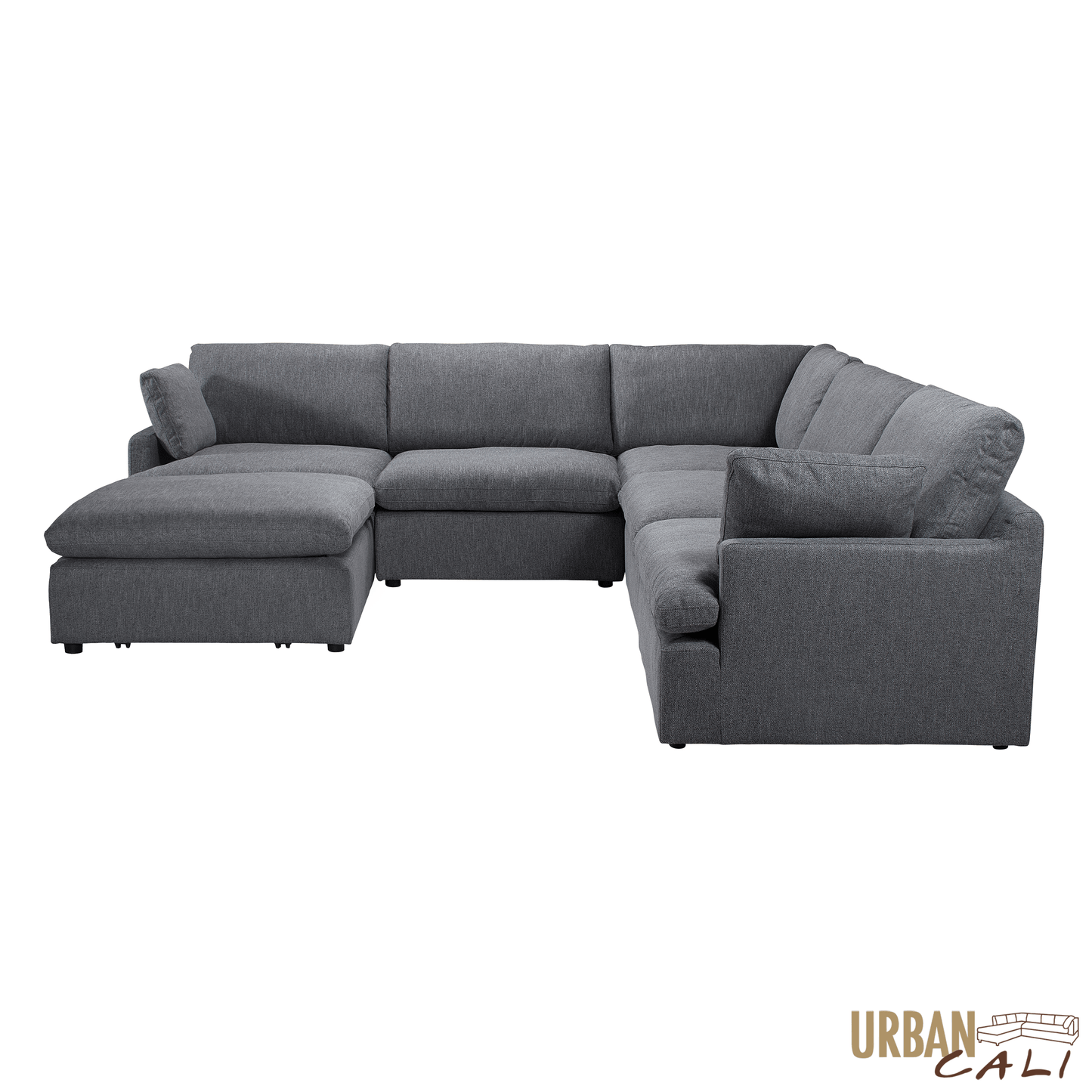 Long Beach Modular Corner Sectional Sofa with Ottoman in Axel Beige - Available in 3 Colours