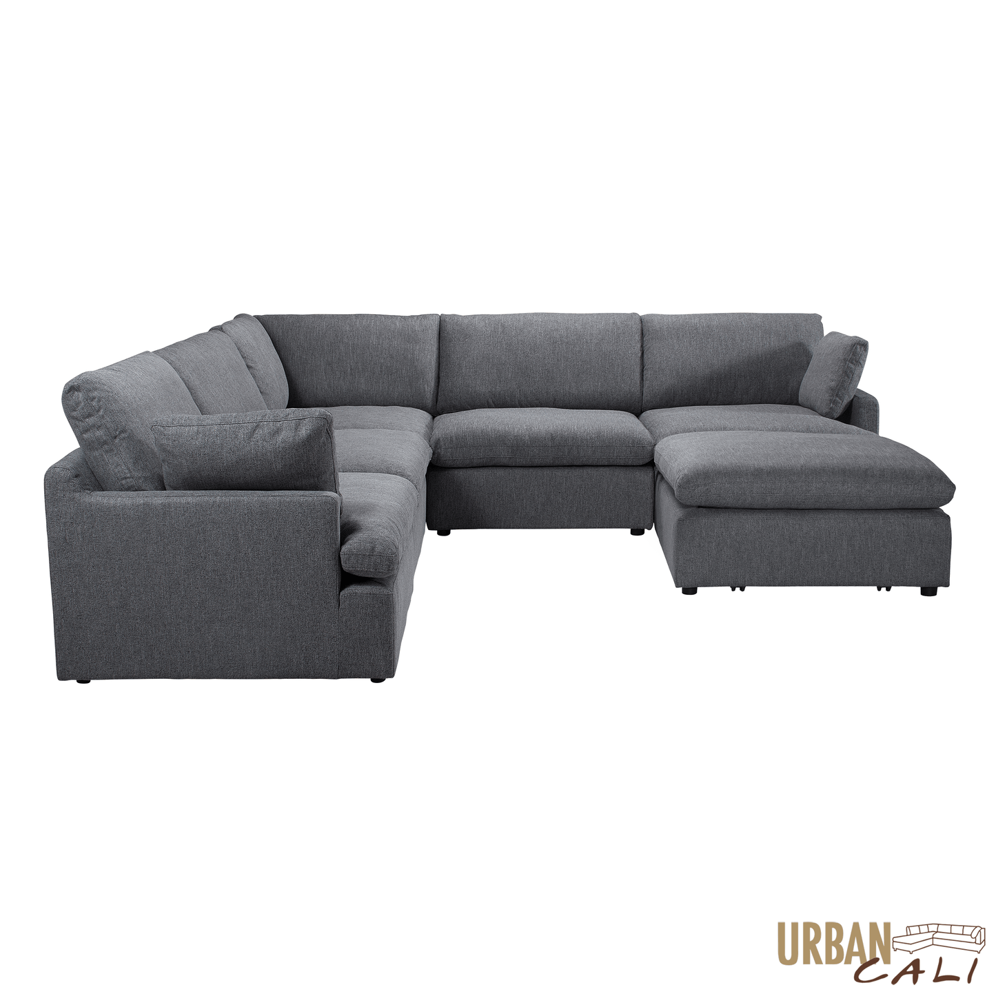Long Beach Modular Corner Sectional Sofa with Ottoman in Axel Beige - Available in 3 Colours