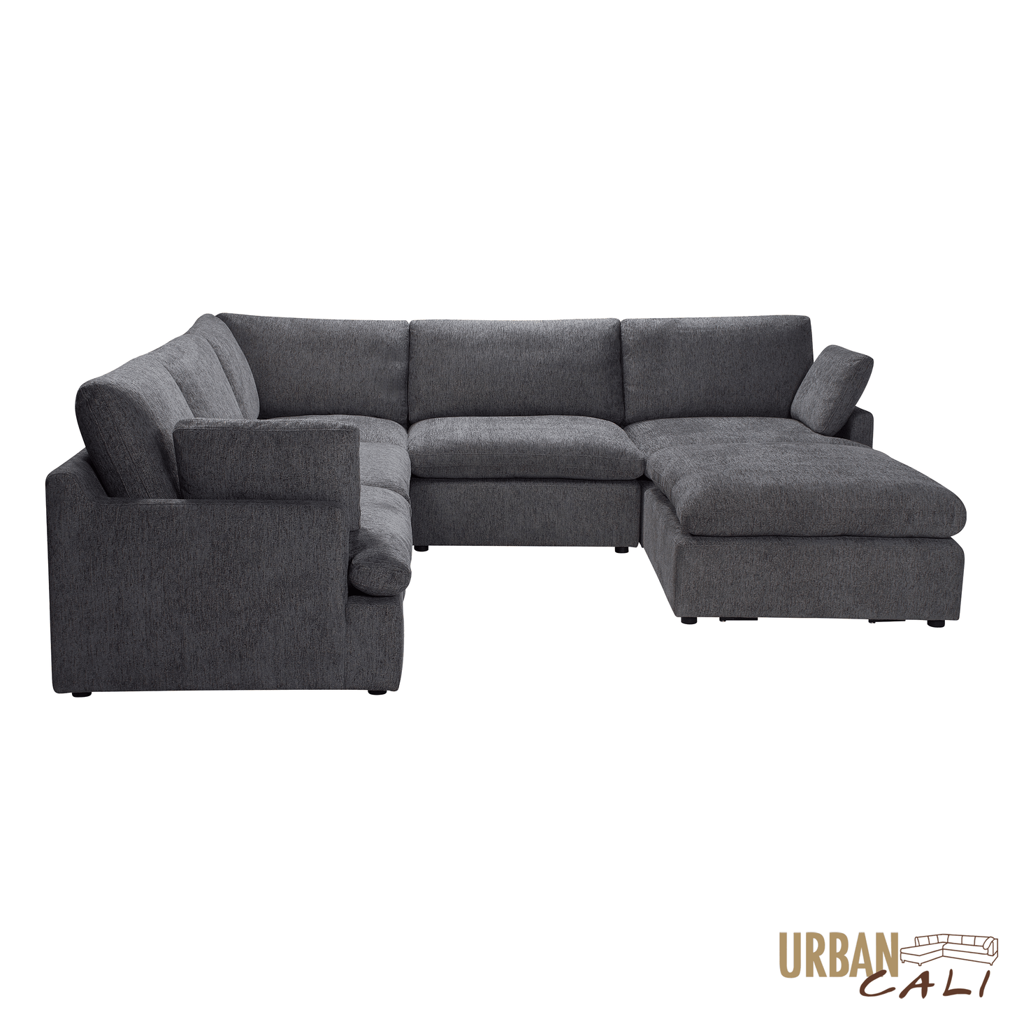 Long Beach Modular Corner Sectional Sofa with Ottoman in Axel Beige - Available in 3 Colours