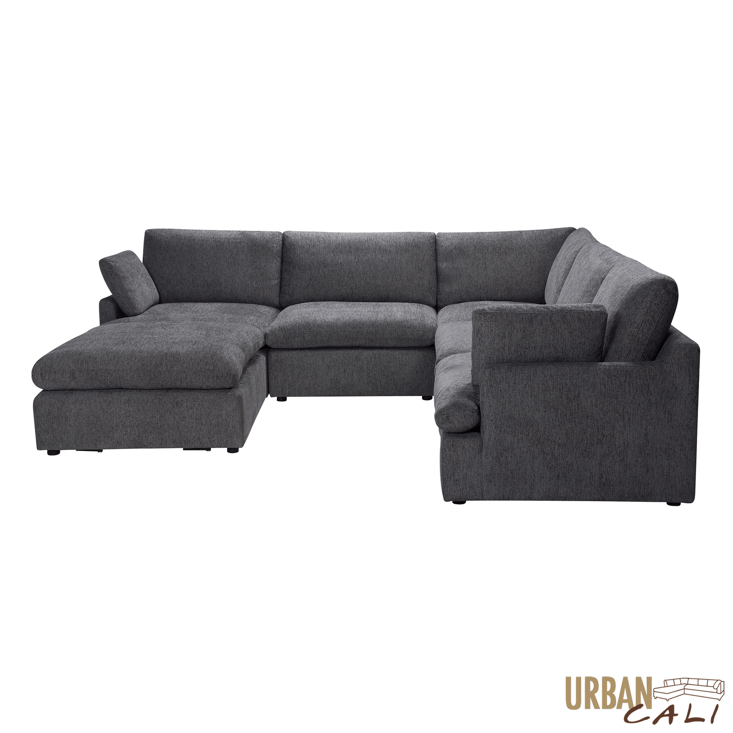 Long Beach Modular Corner Sectional Sofa with Ottoman in Axel Beige - Available in 3 Colours