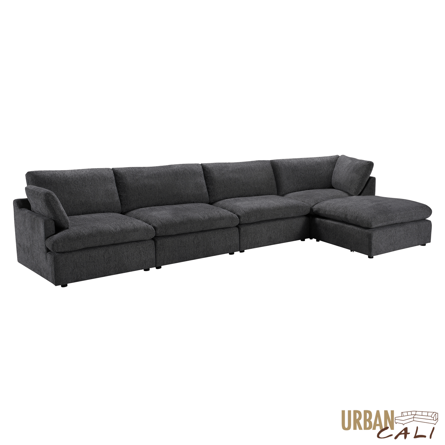 Long Beach Modular L-Shaped Sectional Sofa with Ottoman in Axel Beige - Available in 3 Colours