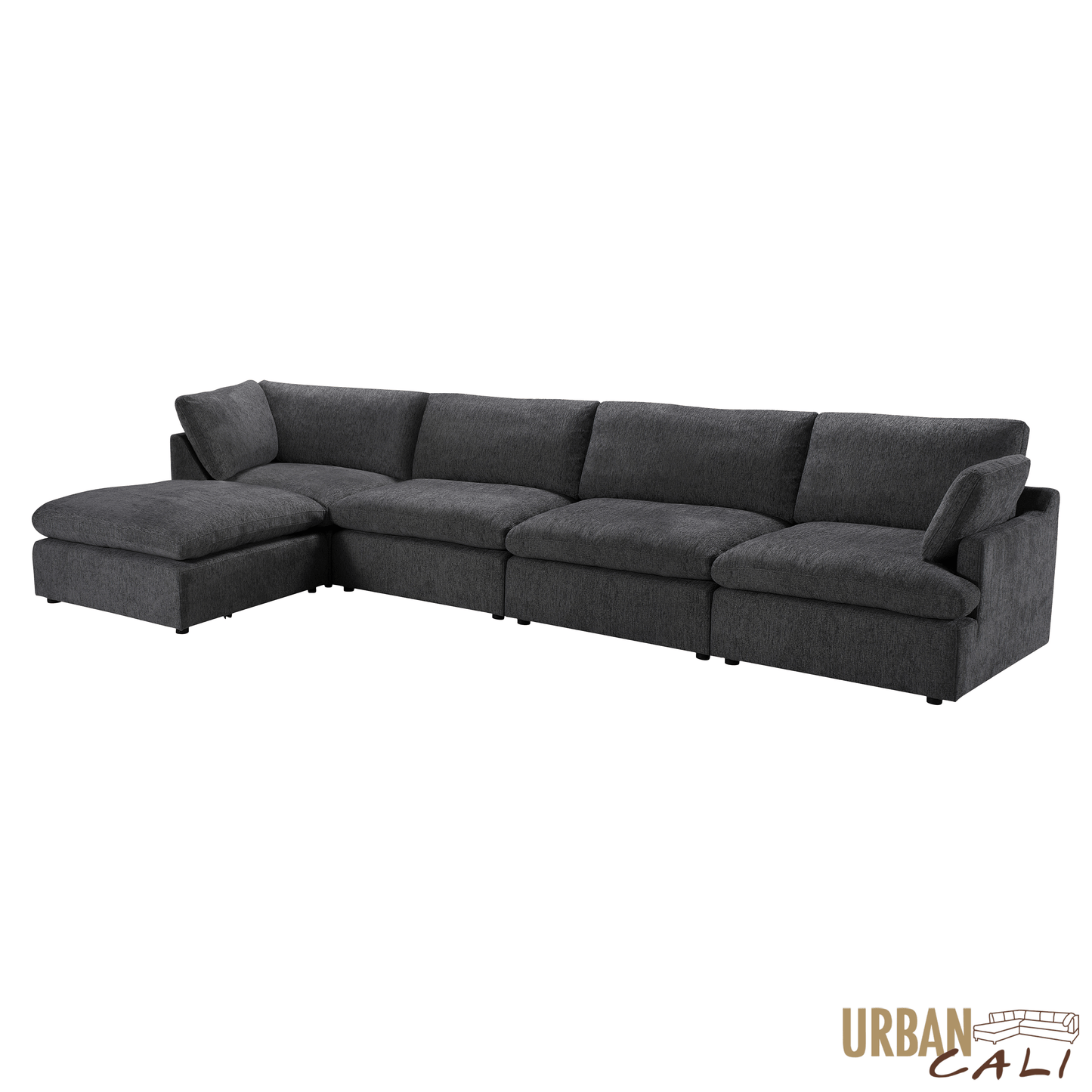 Long Beach Modular L-Shaped Sectional Sofa with Ottoman in Axel Beige - Available in 3 Colours