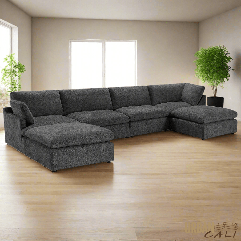 Urban Cali Sectional Long Beach Modular U-Shaped Sectional Sofa - Available in 3 Colours