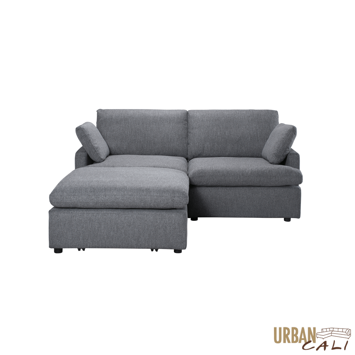 Long Beach Small Modular Sectional Sofa with Ottoman in Axel Beige - Available in 3 Colours