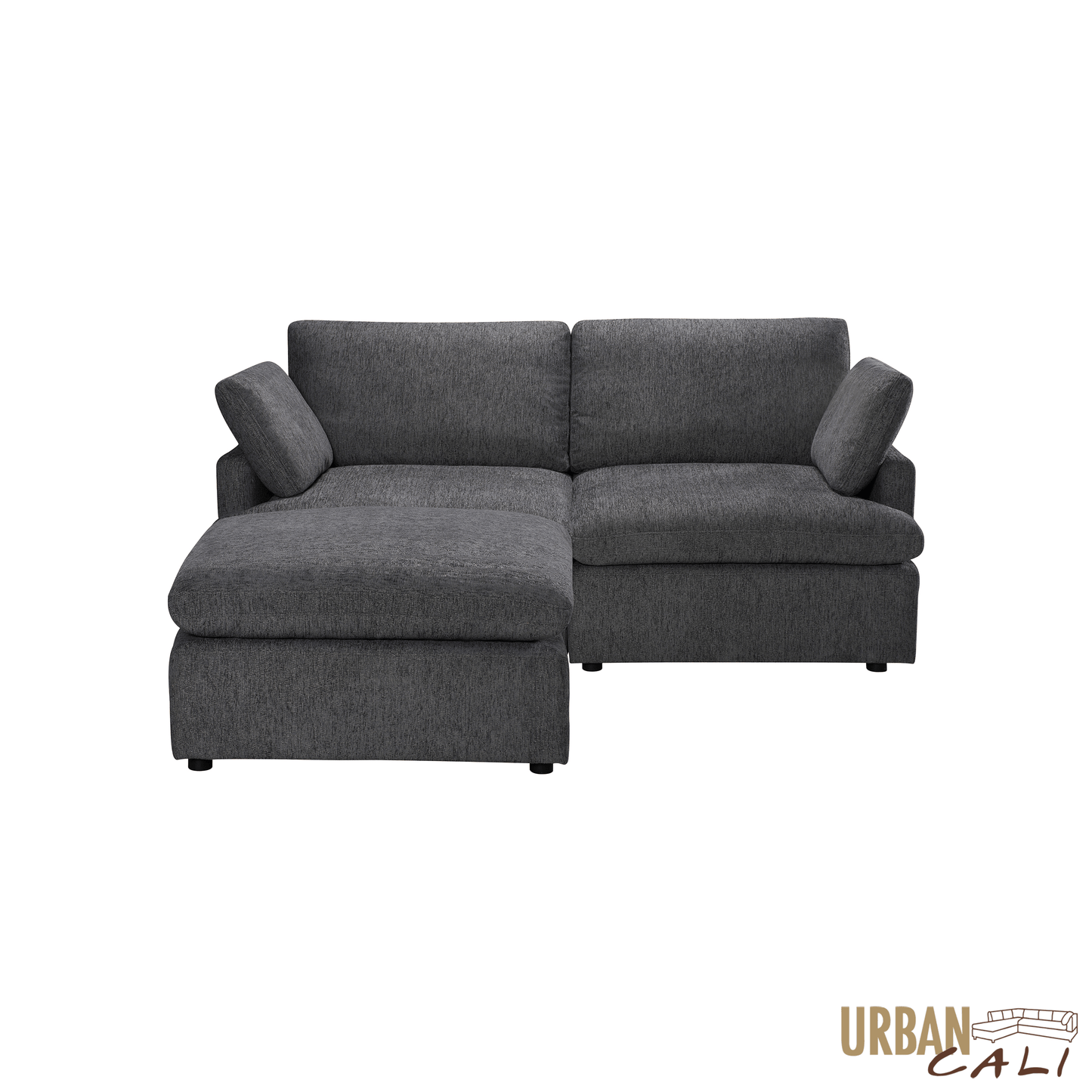 Long Beach Small Modular Sectional Sofa with Ottoman in Axel Beige - Available in 3 Colours
