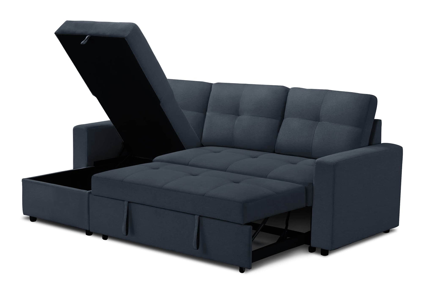 Venice Sleeper Sectional Sofa Bed with Reversible Storage Chaise - Available in 6 Colours