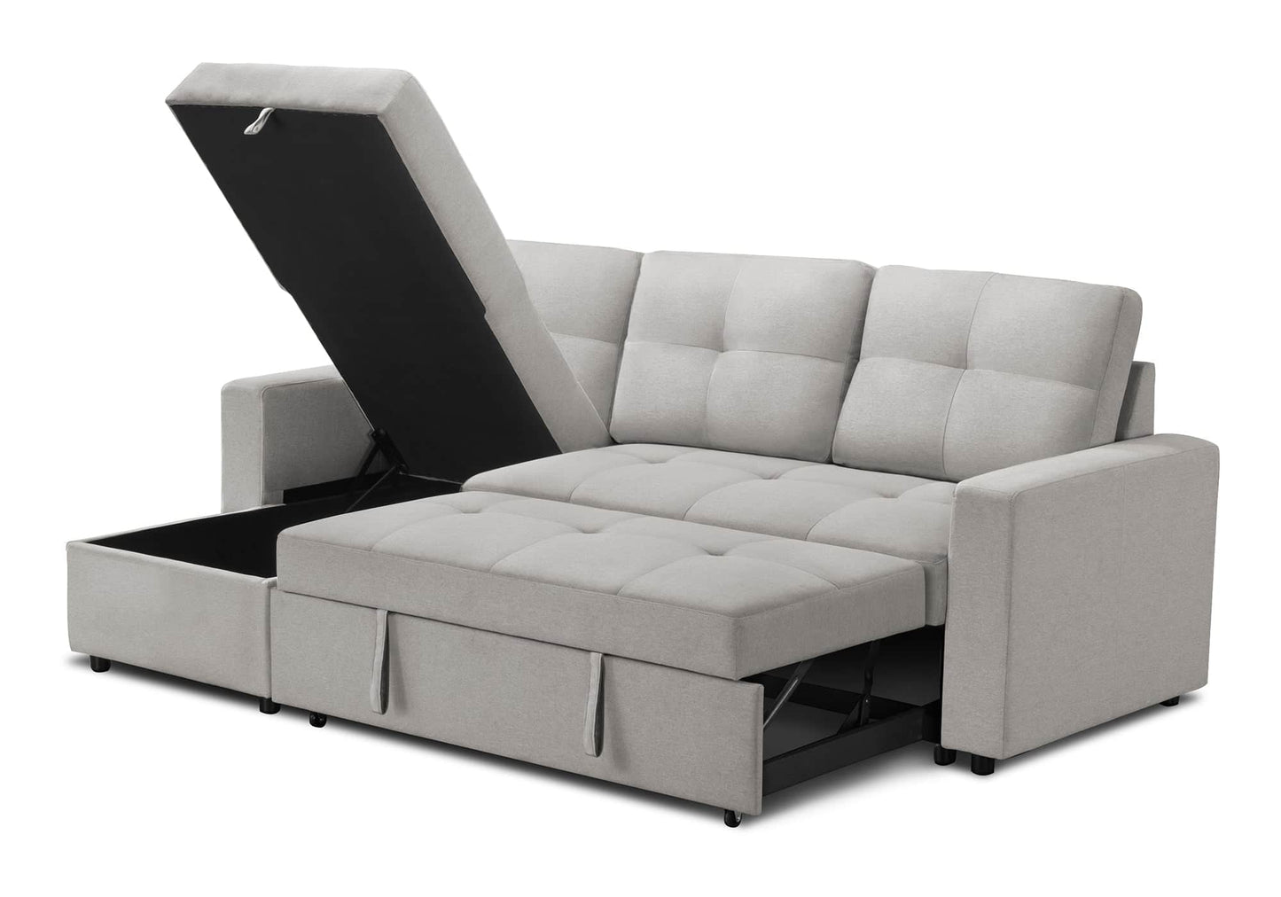 Venice Sleeper Sectional Sofa Bed with Reversible Storage Chaise - Available in 6 Colours