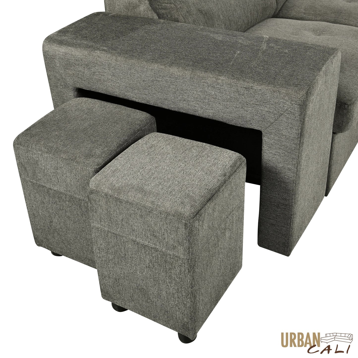 Sonoma 103.5" Wide Sleeper Sectional Sofa Bed with Reversible Storage Chaise and 2 Stools - Available in 2 Colours