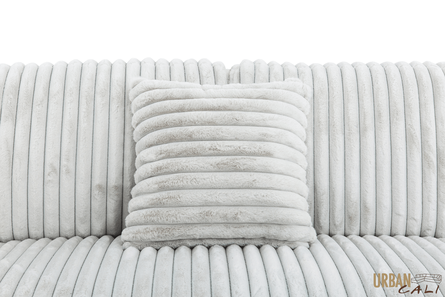Urban Cali Sleeper Sectional Atherton Opulence Plush Light Grey Corduroy Large Sleeper Sectional Sofa Bed with Storage Chaise