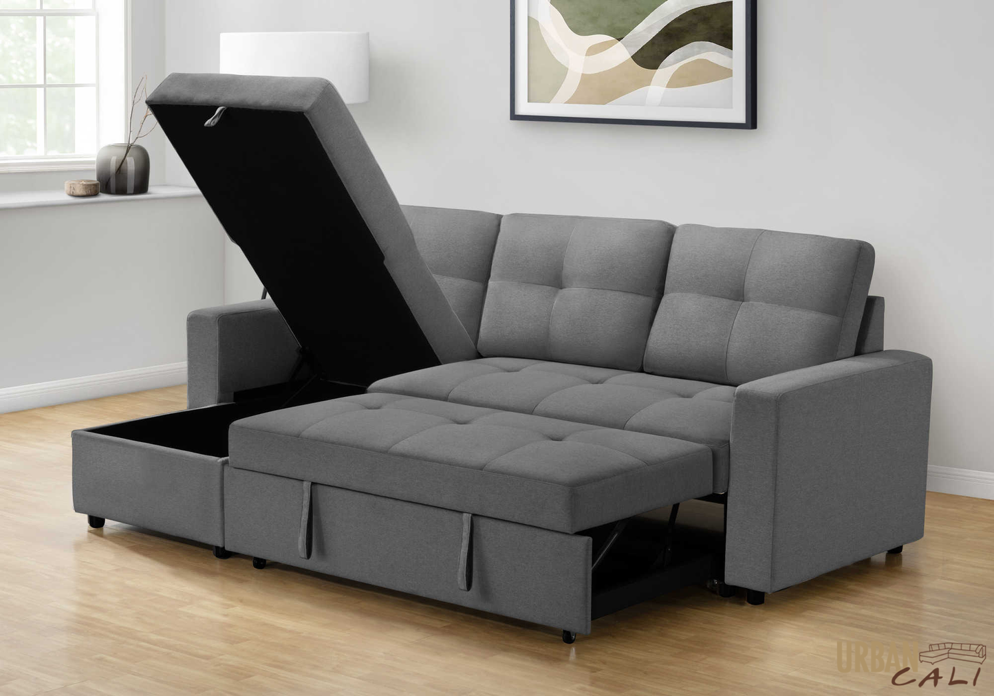 Venice Sleeper Sectional Sofa Bed with Reversible Storage Chaise - Available in 5 Colours