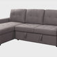 Malibu Sleeper Sectional Sofa Bed with Storage Chaise in Solis Dark Grey